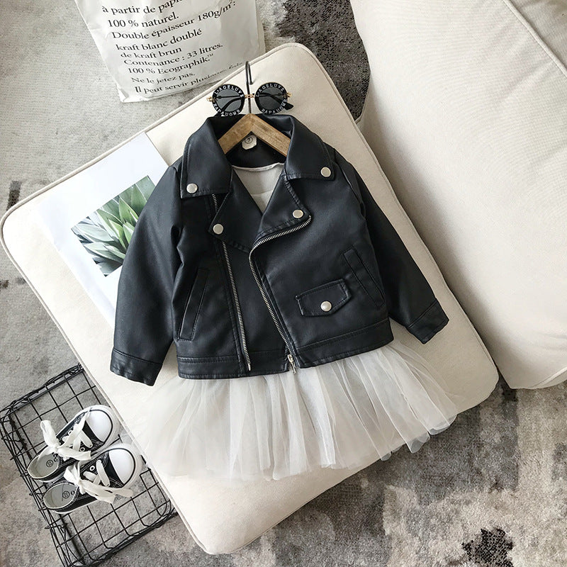 Short Leather Jacket for Spring and Autumn Wear