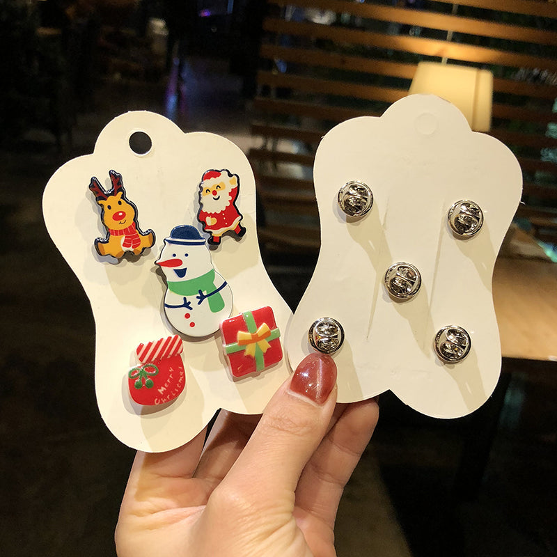 Christmas Cartoon Brooch, Cute Cardigan Pin