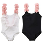 Backless Baby Girl Swimsuit with Flower Straps