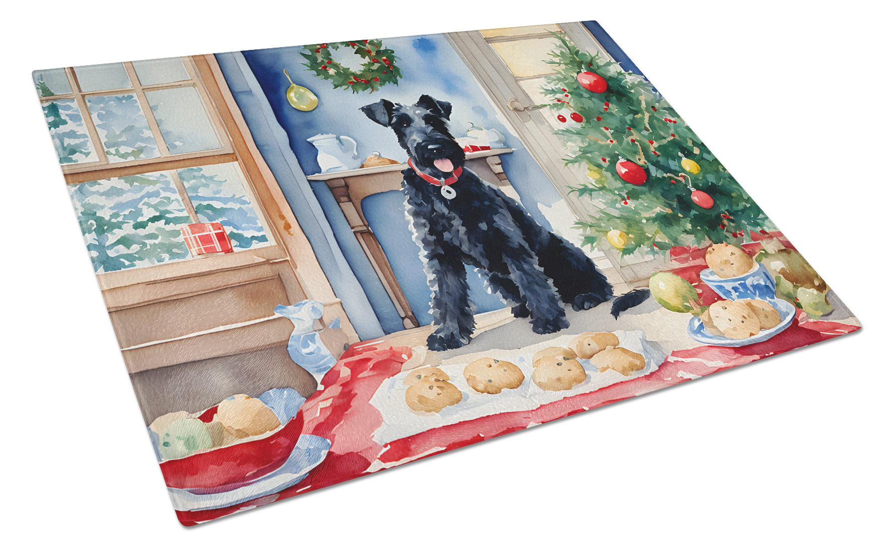 Kerry Blue Terrier Christmas Cookies Glass Cutting Board