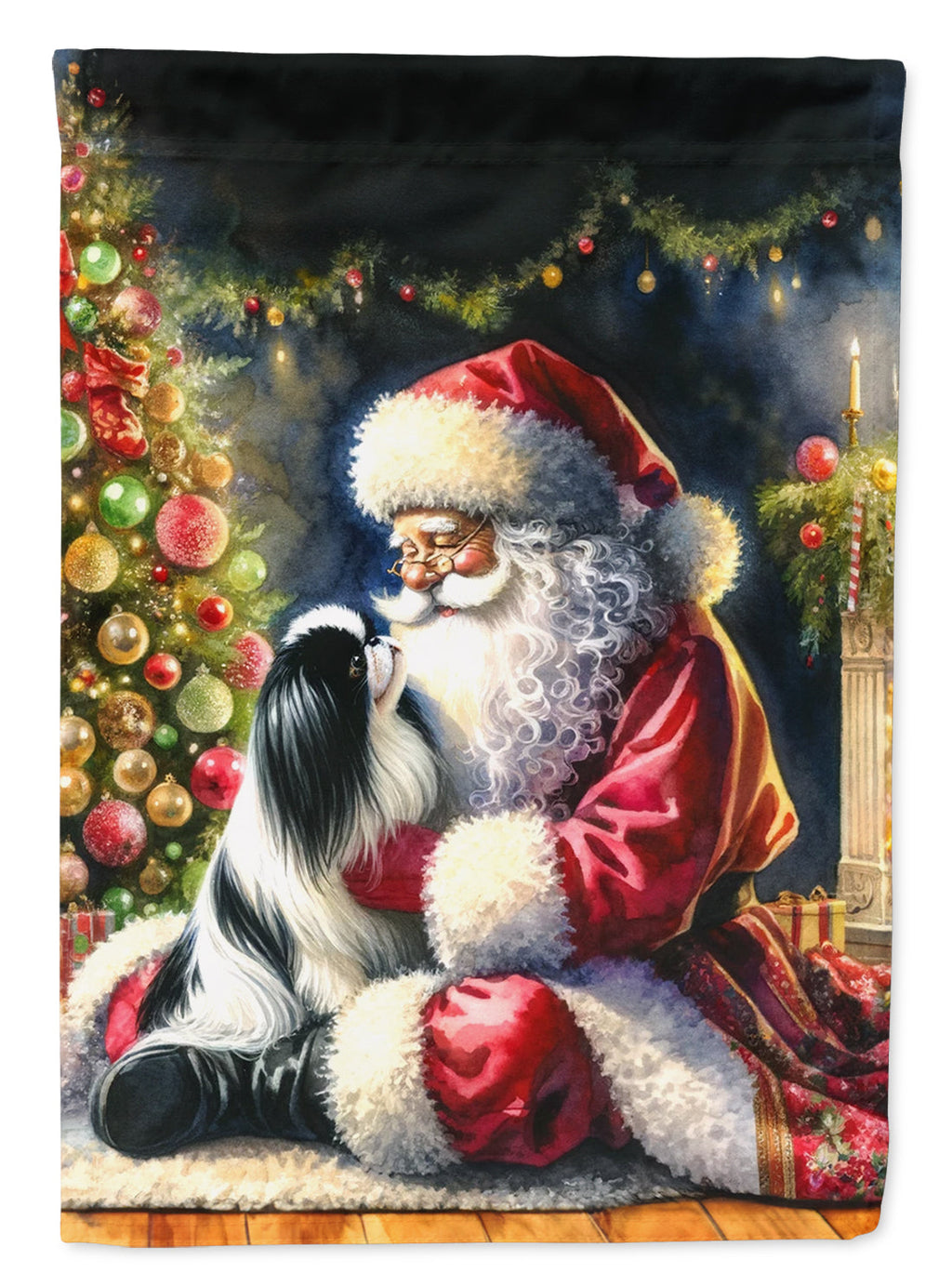 Japanese Chin and Santa Claus House Flag