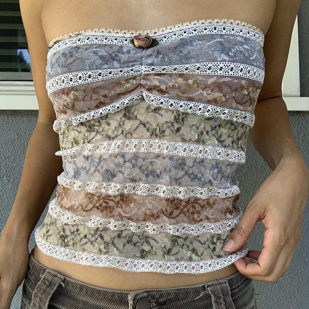 Strapless Non-Slip Lace Bodysuit Top for Women