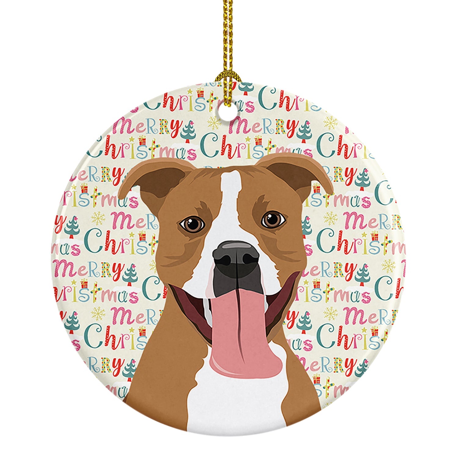 Pit Bull Fawn #2 Christmas Ceramic Ornament