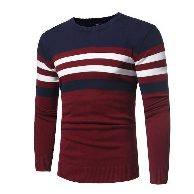 Men's Thick Warm Knitted Striped Sweater