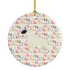 Black and White Bull Terrier Merry Christmas Ceramic Ornament