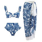 2023 Retro Three-Piece Swimsuit with Beach Skirt