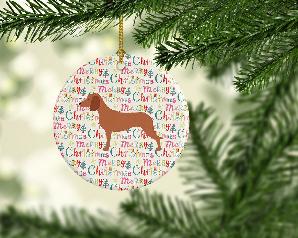 Bavarian Mountian Hound Merry Christmas Ceramic Ornament