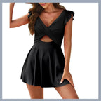 Ruffle Cross-Front Swim Dress