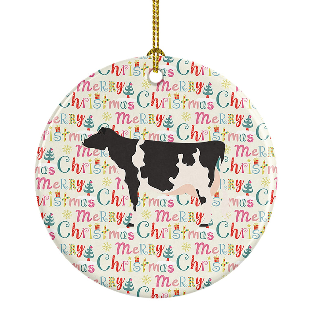 Holstein Cow Christmas Ceramic Ornament