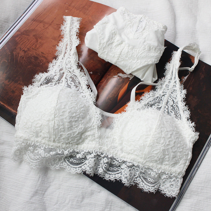 Lace Strapless Wireless Women's Fashion Bra Set