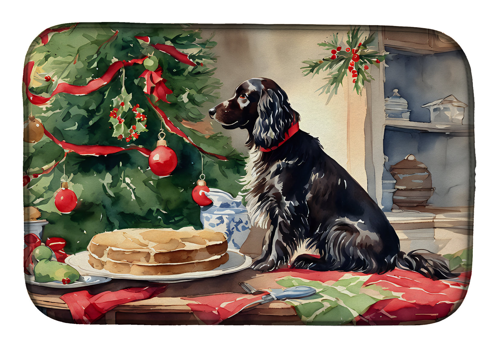 Boykin Spaniel Christmas Cookies Dish Drying Mat