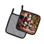 Norwegian Elkhound and Santa Claus Pair of Pot Holders
