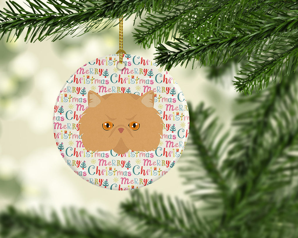 Persian Modern Cat Christmas Ceramic Ornament