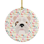 English Bulldog Merry Christmas Ceramic Ornament