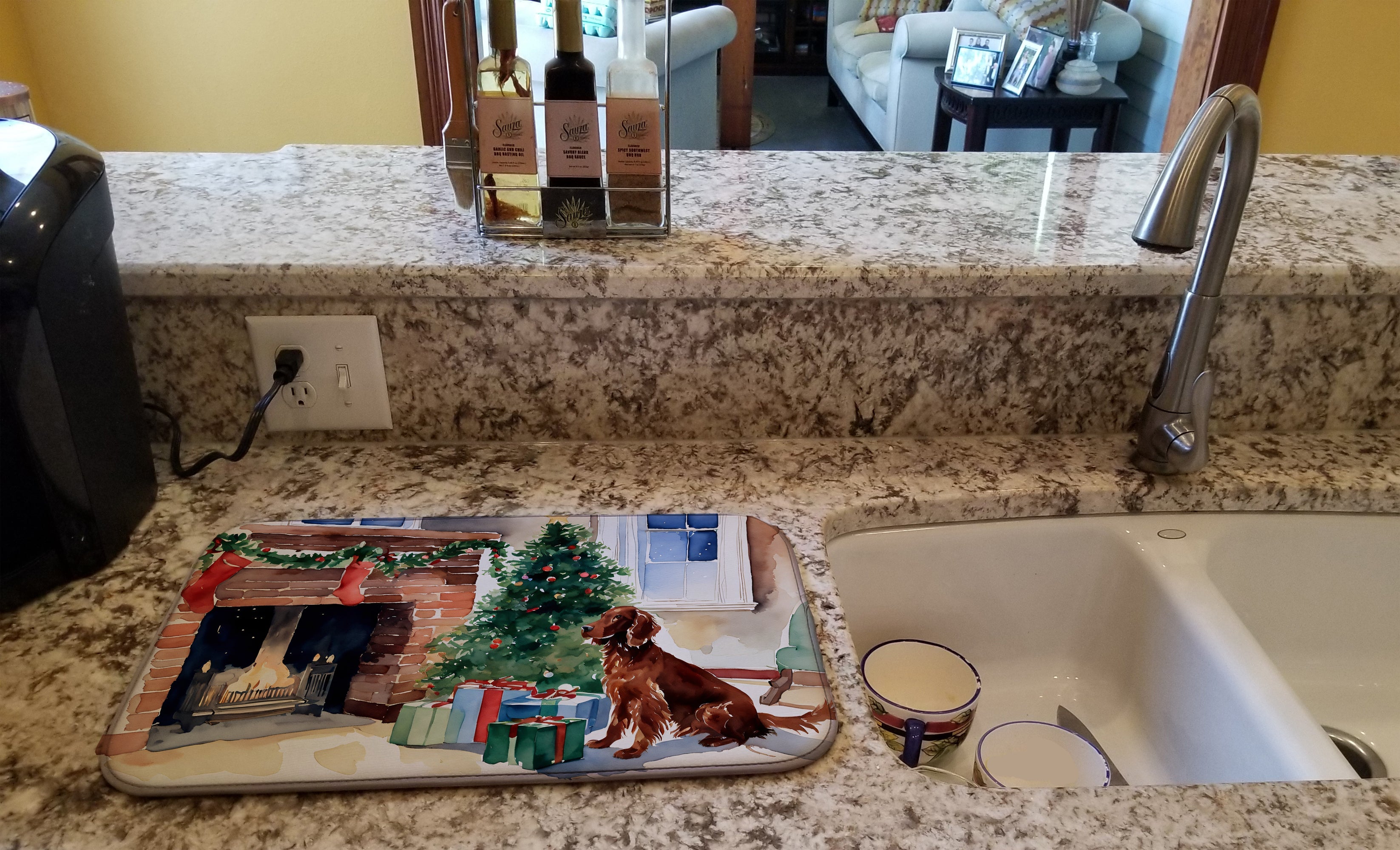 Irish Setter Cozy Christmas Dish Drying Mat