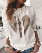 Women's Long-Sleeved Sweater with Sequin Patch