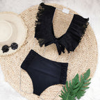 V-Neck Chiffon Ruffle High-Waisted Bikini 2024