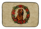 Irish Setter Christmas Flowers Dish Drying Mat