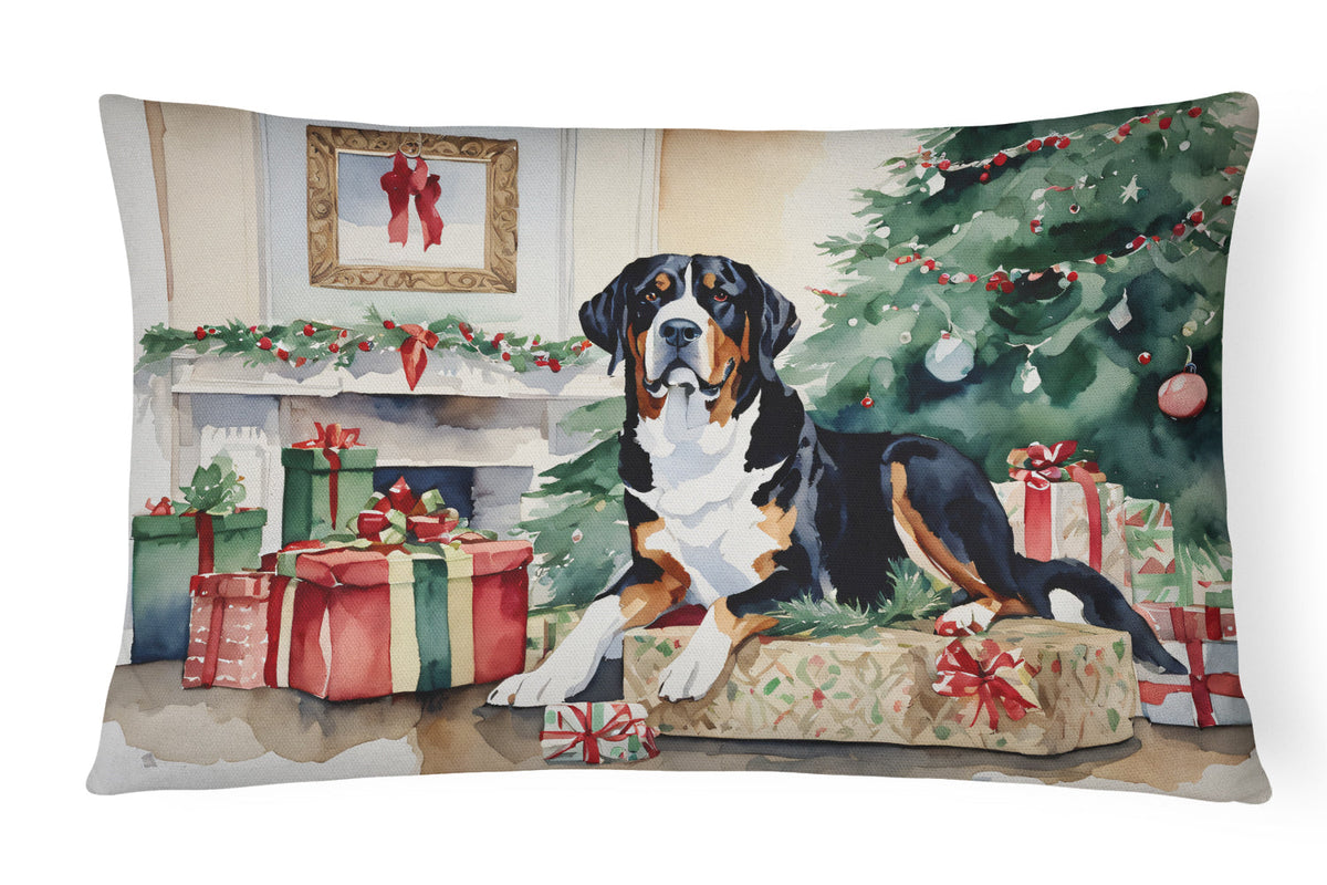 Greater Swiss Mountain Dog Cozy Christmas Throw Pillow