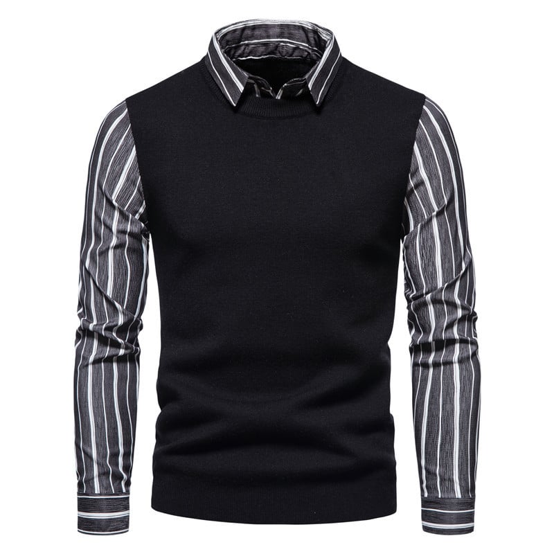 Men's Knitwear Coat with Lapel and Sweater Layering