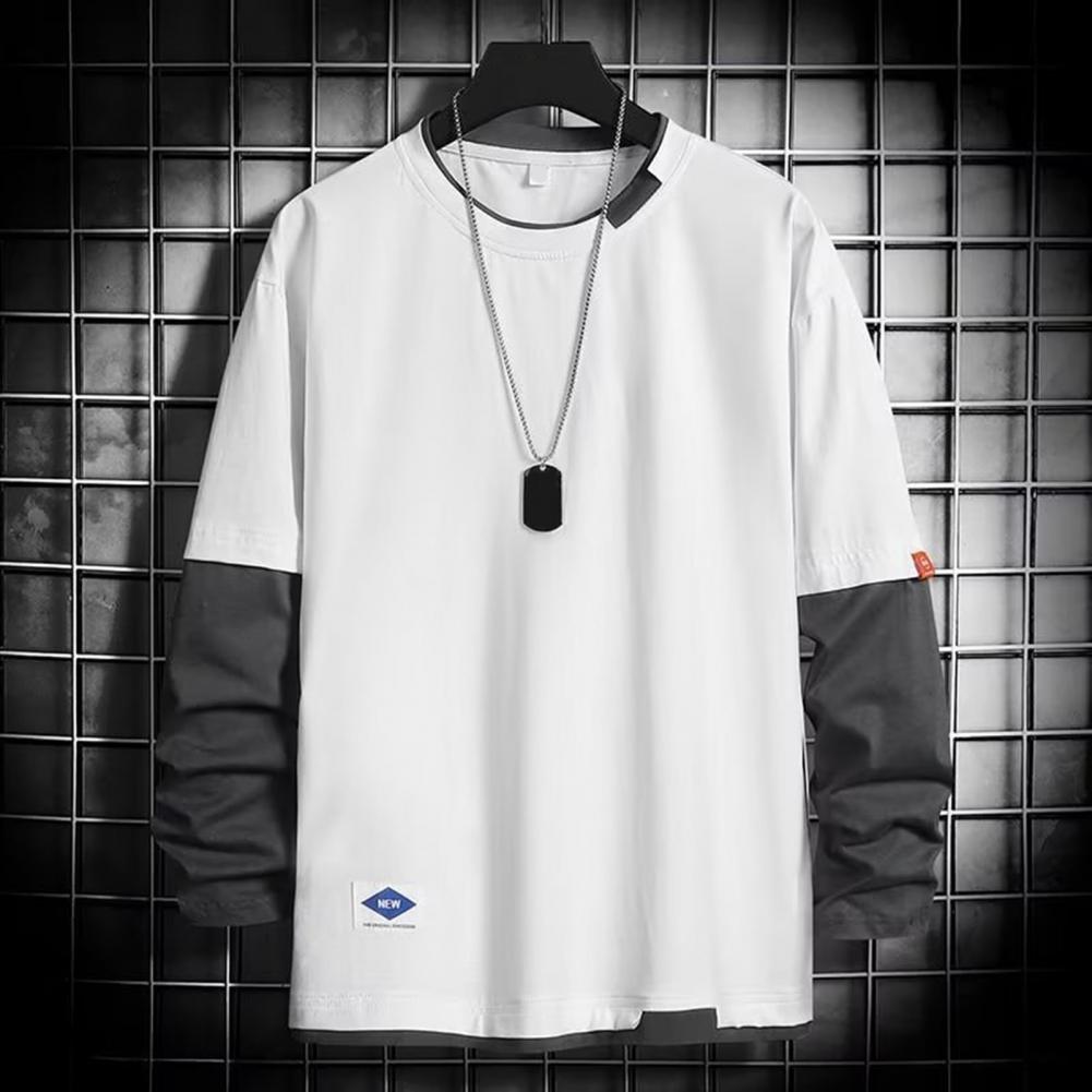 Men's Long Sleeve Two-Piece Pullover with Contrast Color | Streetwear