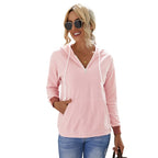 Solid Color Hooded Long Sleeve Sweatshirt for Women | Streetwear