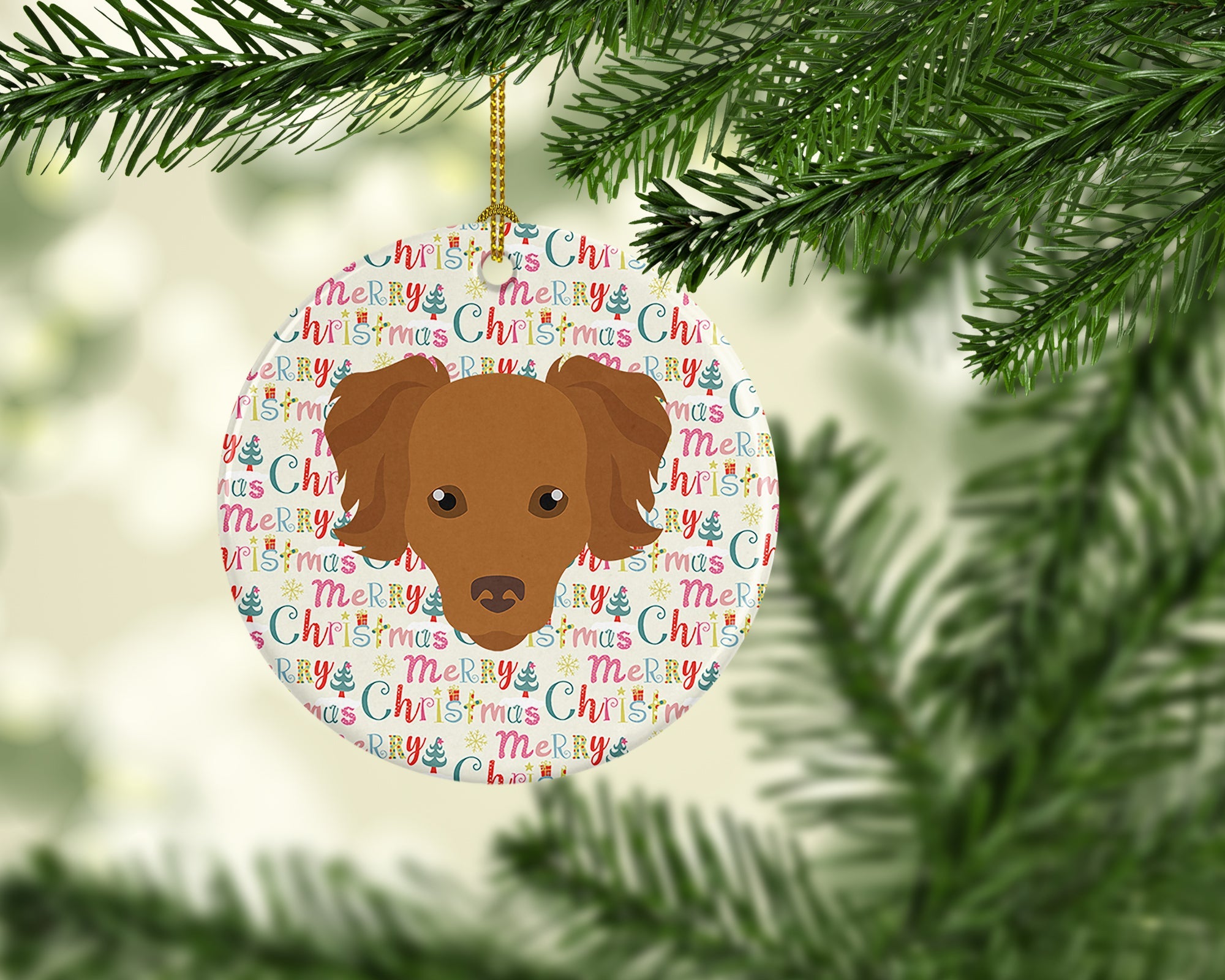 Persian Chihuahua Merry Christmas Ceramic Ornament