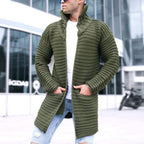 Ribbed Jacquard Knitted Lapel Cardigan Windbreaker