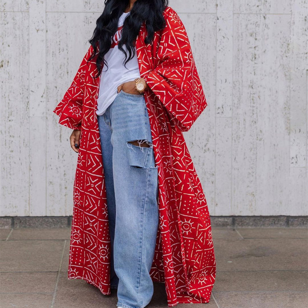 All-Match Long Cardigan with Stylish Print