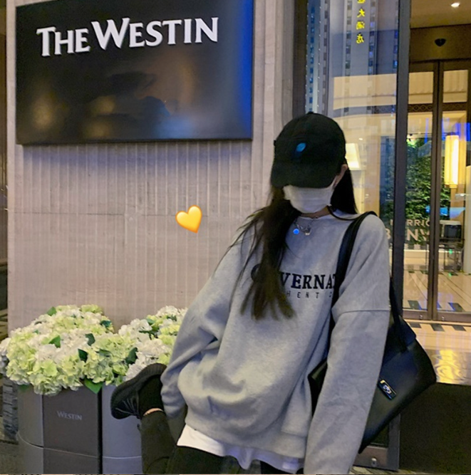 Embroidered Loose Casual Thick Cotton Sweatshirt | Streetwear