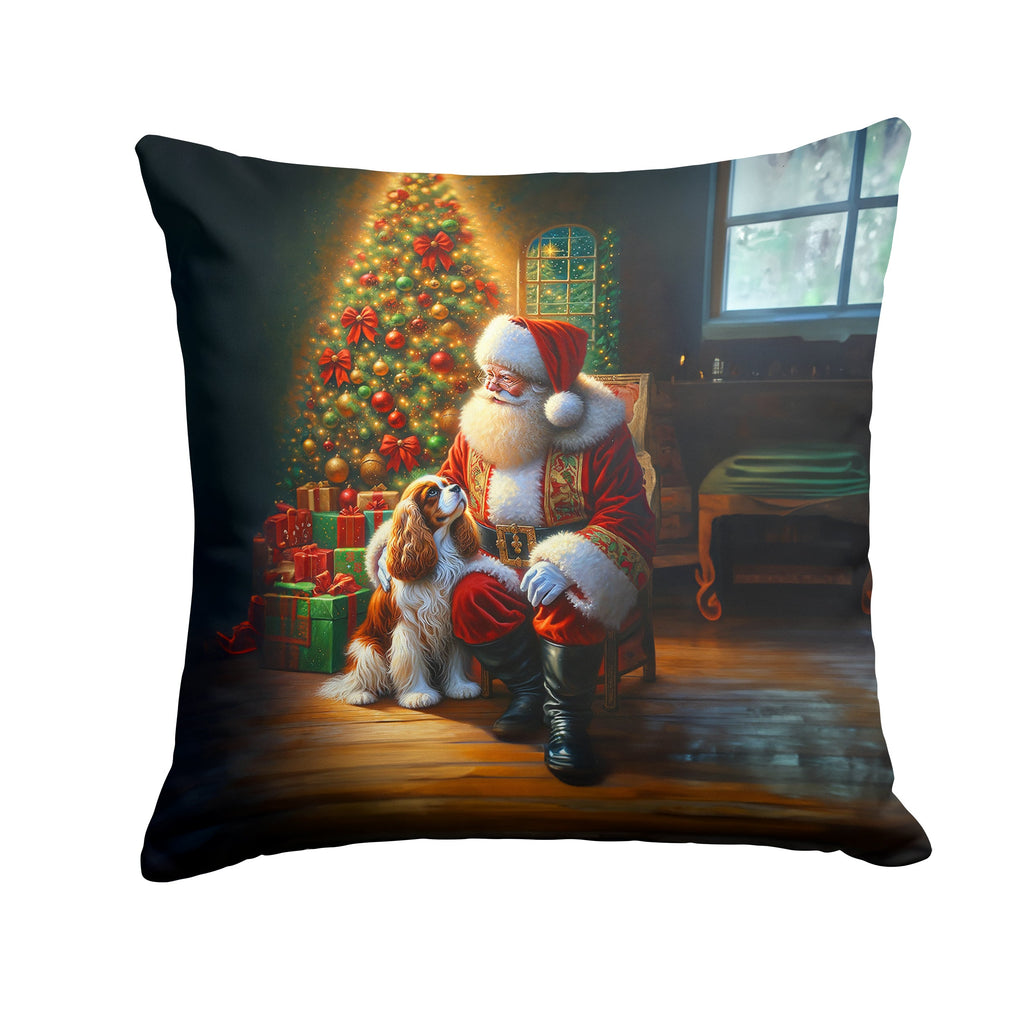 Cavalier Spaniel and Santa Claus Throw Pillow