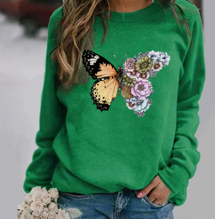 Animal Print Crew Neck Sweater - European & American Style