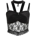 Paneled Lace Halter Tank Top in Spice Color