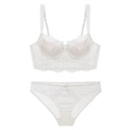 French Lace Long-Line Bra Set with Embroidery (Comfort Fit)