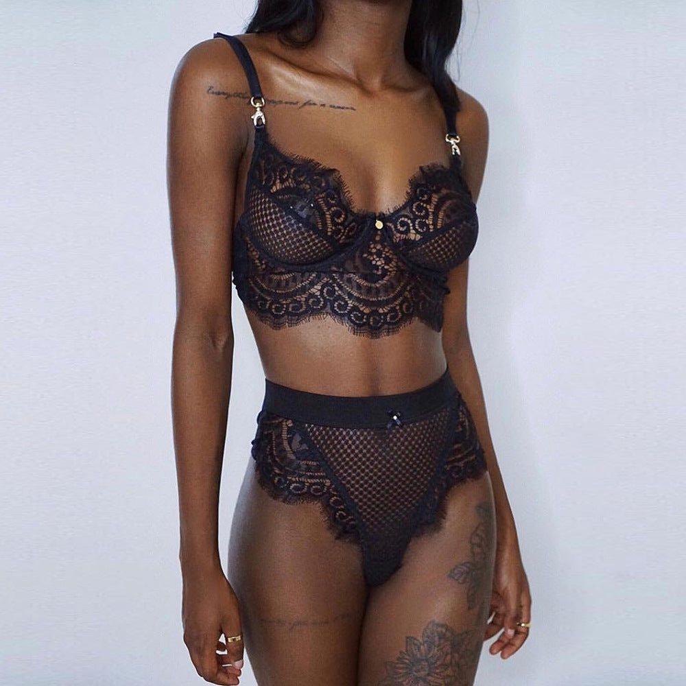 Lace Trim Thong Set with Sexy Lingerie and Shorts
