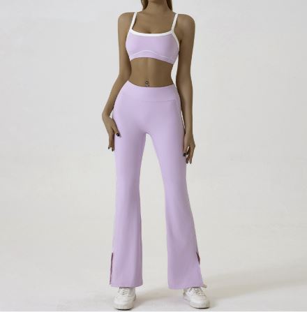 Spaghetti Strap Contrast Color Yoga Sports Suit