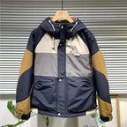 Korean Patchwork Contrast Color Bomber Jacket for Men