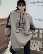Embroidered Velvet Hooded Sweatshirt for Women | Streetwear