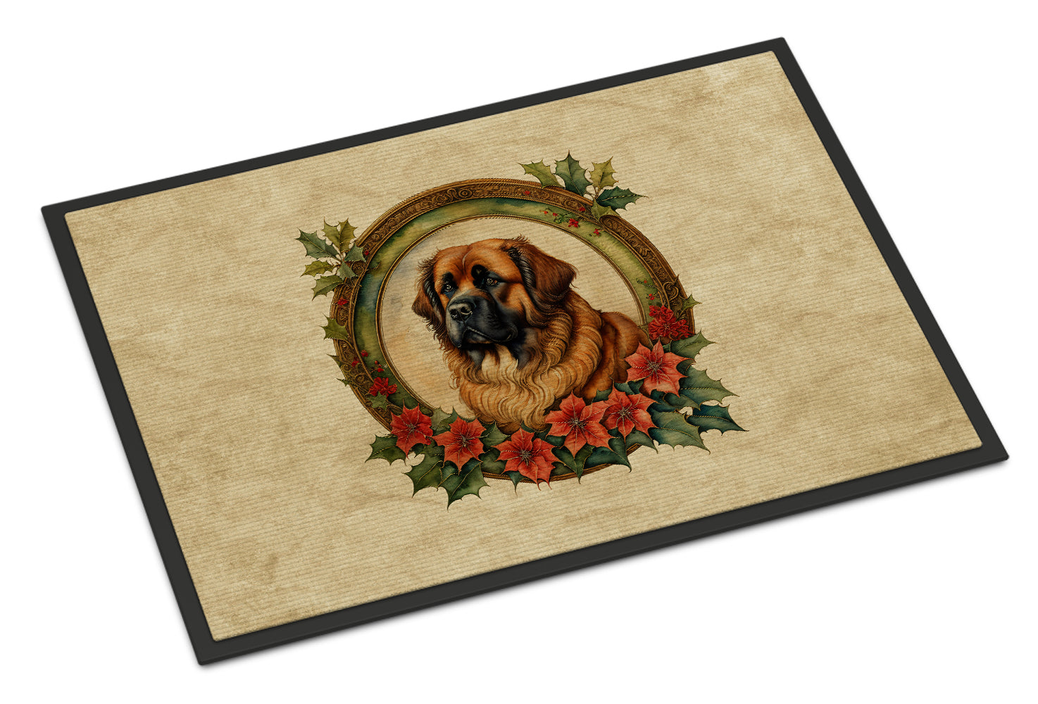 Leonberger Christmas Flowers Doormat