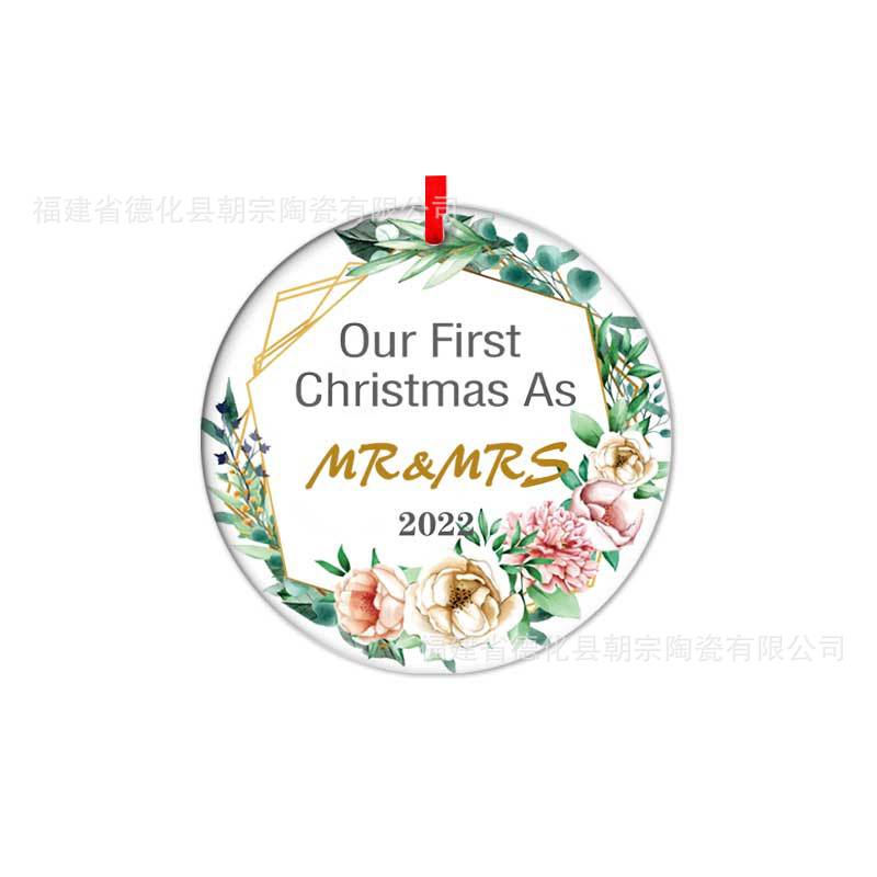 Double-Sided Printed Ceramic Christmas Bauble Ornament