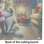 Great Pyrenees and Santa Claus Glass Cutting Board