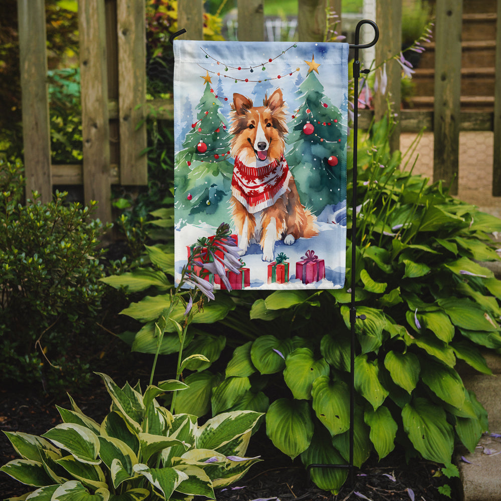 Sheltie Christmas Garden Flag