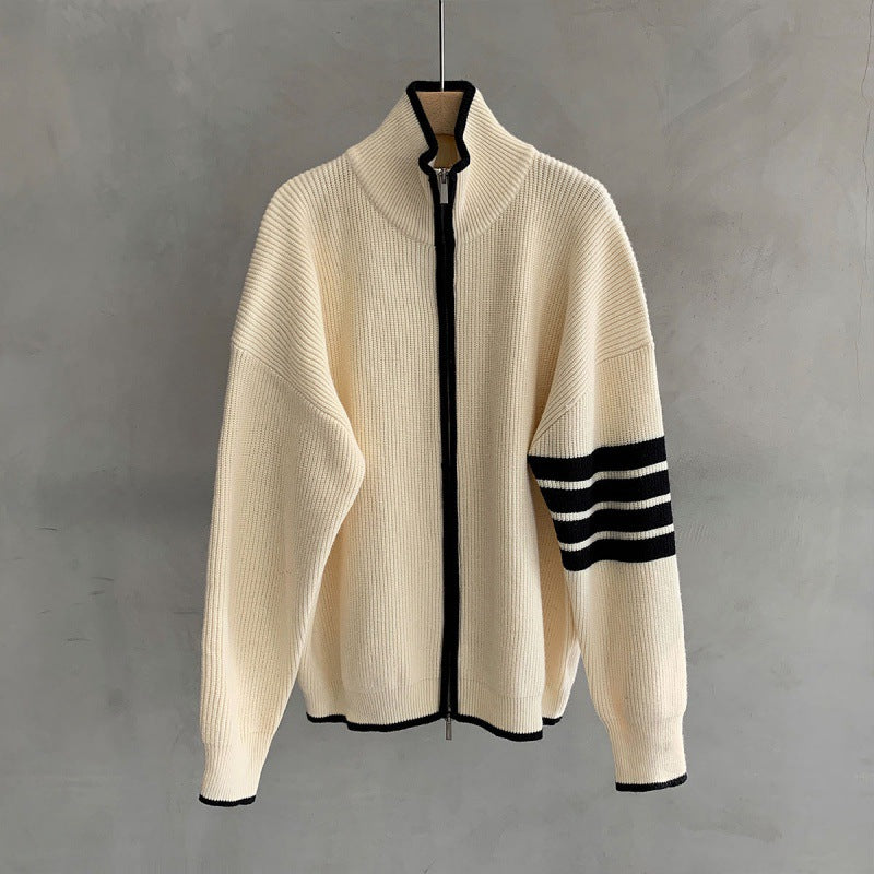 Trendy Stand Collar Turtleneck Cardigan Sweater