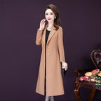Slim Fit Woolen Overknee Mid-length Coat for Women