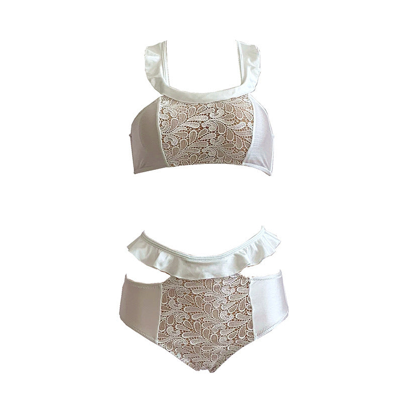 ZIM Lace Embroidered Ruffled Swimsuit