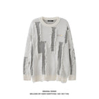 Loose Round Neck Distressed Sweater for Men and Women