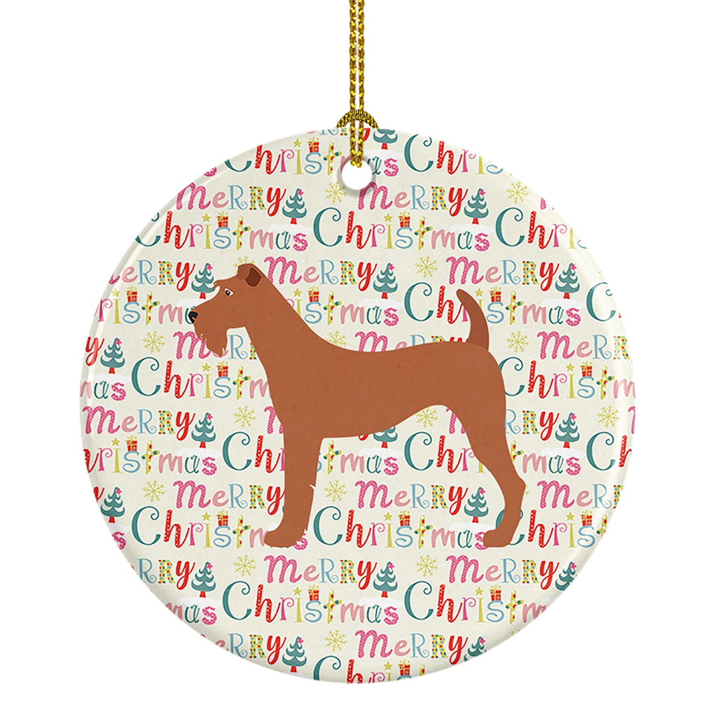 Irish Terrier Merry Christmas Ceramic Ornament