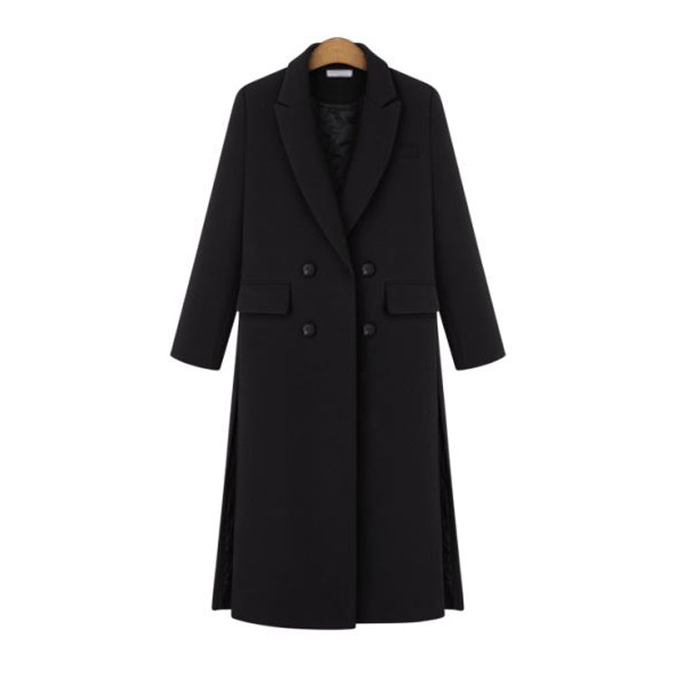 Double-Breasted Woolen Coat for Women Plus Size