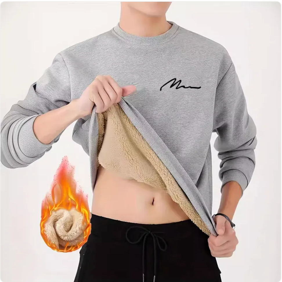 Men's Wool Stretch Printed Long Sleeve Casual T-shirt | Streetwear