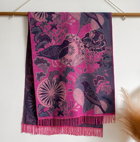Season Ethnic Birds And Plants Warm Scarf Shawl